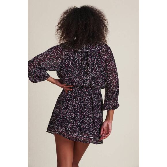 The Shirt Taylor 3/4 Sleeve Tiered Mini Dress TS21F8009B Black Pink Floral Small - Picture 6 of 8